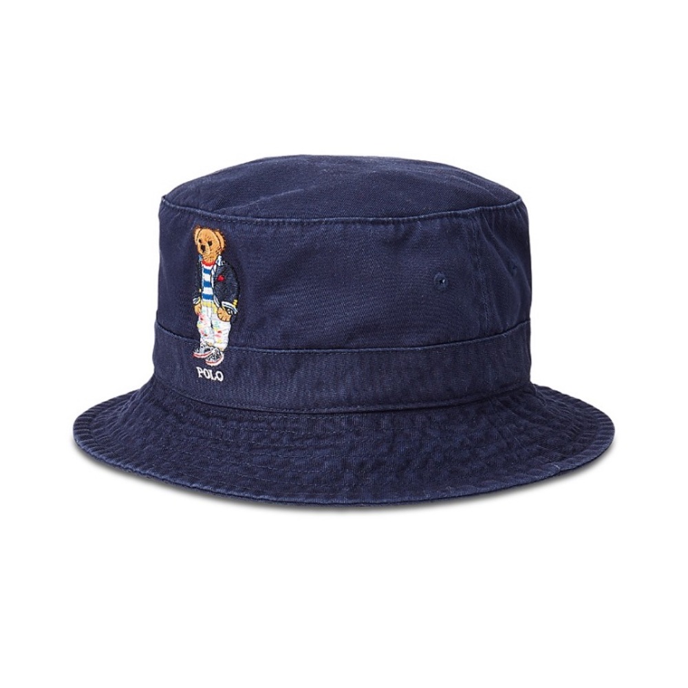 Polo: Bear cotton twill bucket hat.